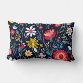 Cojín Lumbar Pilar del patrón floral indie vibrante
