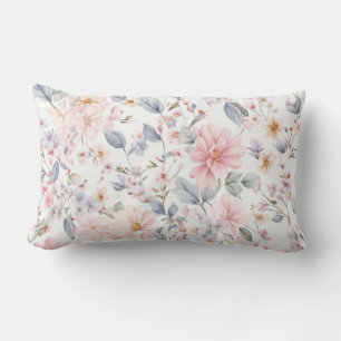 Cojín Lumbar Pilar del patrón floral vintage Boho Pastel