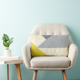 Cojín Lumbar Pilar del patrón geométrico moderno gris amarillo
