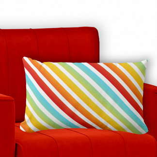 Cojín Lumbar Pilar del patrón rayado de arcoiris personalizado