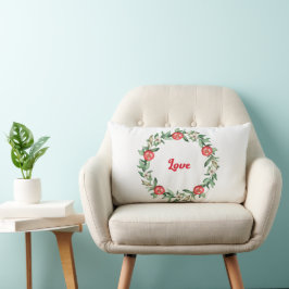 Cojín Lumbar Pilar floral lumbar rosa con amor cursivo impreso