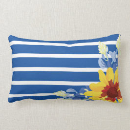 Cojín Lumbar Pilar floral rayado con Bluebonnets