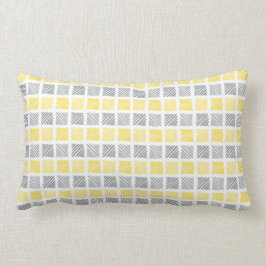 Cojín Lumbar Pilar lumbar amarillo y gris de patrón cuadrado
