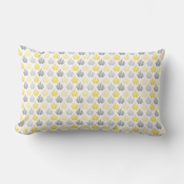 Cojín Lumbar Pilar lumbar amarillo y gris patrón de pincel (Anverso)