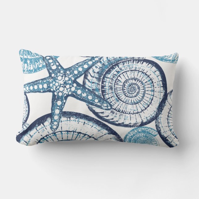Cojín Lumbar Pilar lumbar azul blanco Starfish (Anverso)