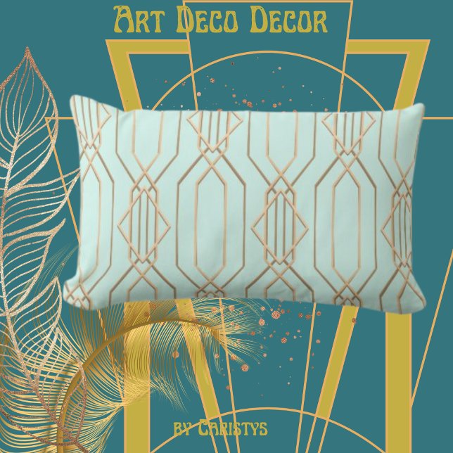 Cojín Lumbar Pilar lumbar azul y dorado Art Deco Pastel (Subido por el creador)