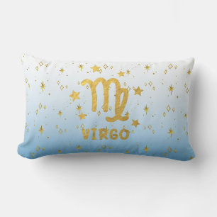 Cojín Lumbar Pilar lumbar azul y dorado Virgo Zodiac