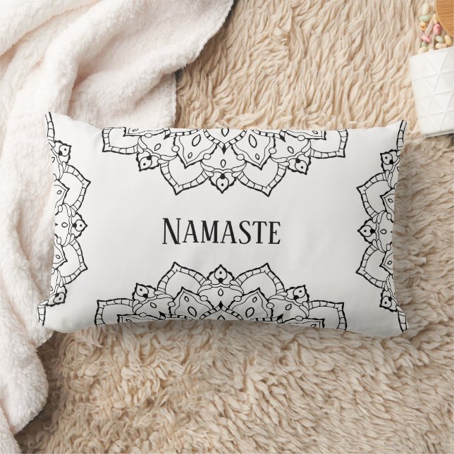 Cojín Lumbar Pilar lumbar de Mandala blanco y negro (Manta)