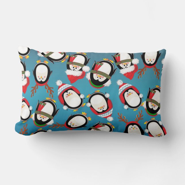 Cojín Lumbar Pilar lumbar de pingüinos preciosos (Anverso)