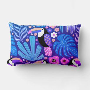 Cojín Lumbar Pilar lumbar floral de aves tropicales turcas