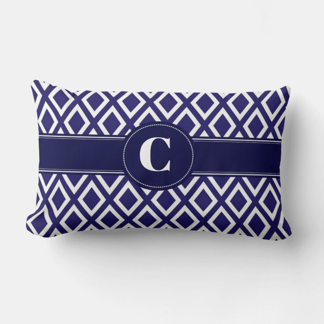 Cojín Lumbar Pilar lumbar monogramado de patrón de diamante (Anverso)