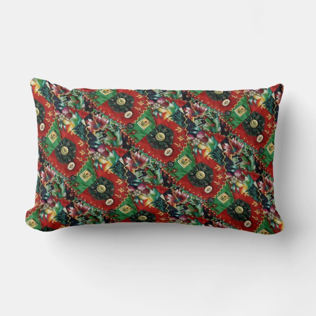 Cojín Lumbar Pilar lumbar rojo y verde (Anverso)