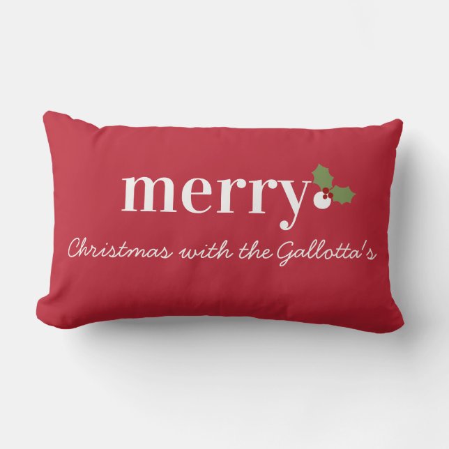 Cojín Lumbar Pilar navideño navideño de moras personalizado + h (Anverso)