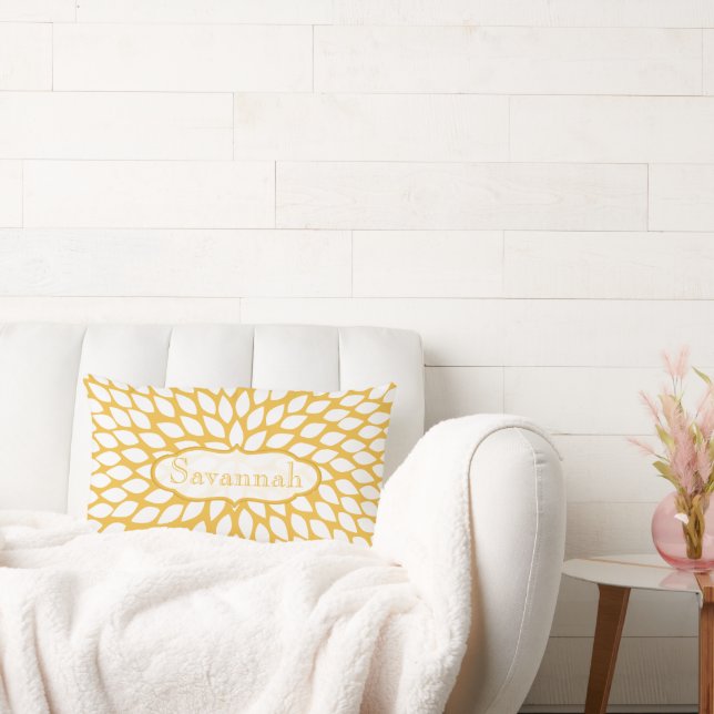 Cojín Lumbar Pilar personalizado amarillo amarillo de la flor d (Sofá)