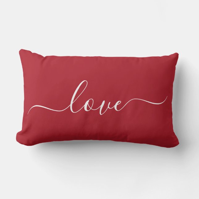 Cojín Lumbar Pilar romántico rojo y blanco (Anverso)