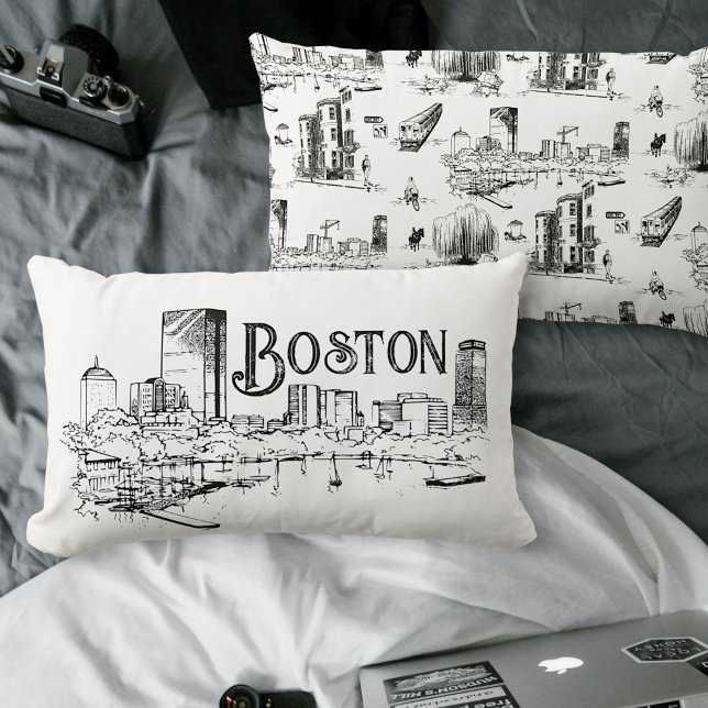 Cojín Lumbar Pillow blanco y negro de Boston (Subido por el creador)