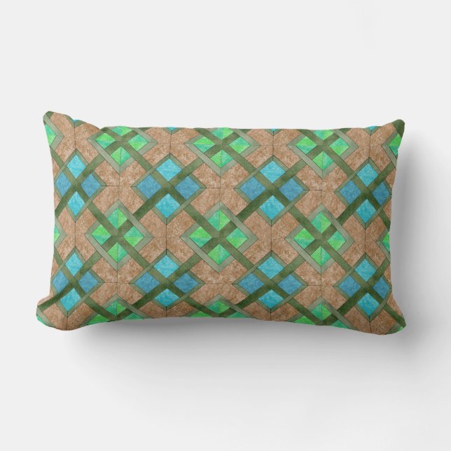 Cojín Lumbar Pillow - Cuadrados entrelazados en Brown (Anverso)