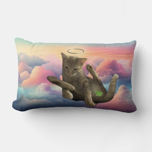 Cojín Lumbar Pillow de Angel Cat modesto (Anverso)