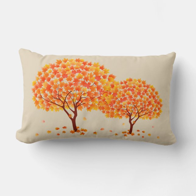 Cojín Lumbar Pillow de árboles otoñales (Anverso)