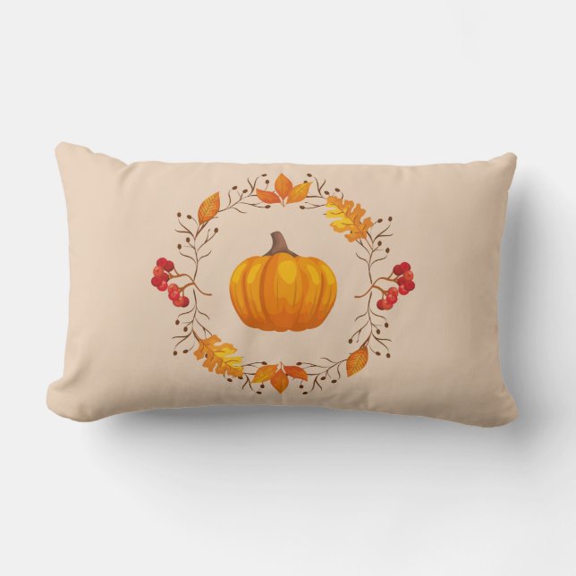 Cojín Lumbar Pillow de calabaza otoñal (Anverso)