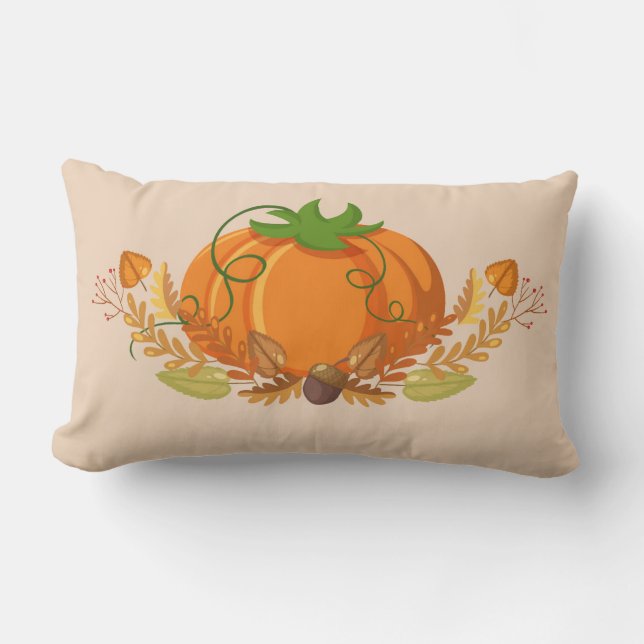 Cojín Lumbar Pillow de calabaza otoñal (Anverso)