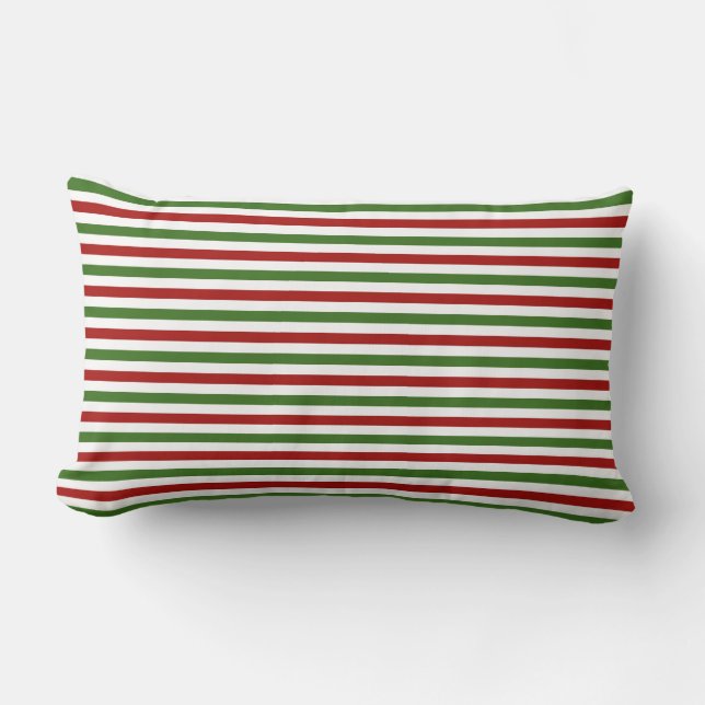 Cojín Lumbar Pillow de Navidades de franja roja y verde (Anverso)