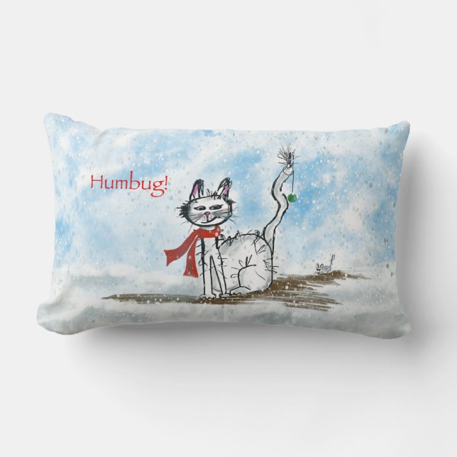 Cojín Lumbar Pillow de Navidades gatos gruñidos (Anverso)