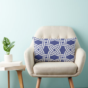 Cojín Lumbar Pillow de vínculos de la marina y del círculo blan