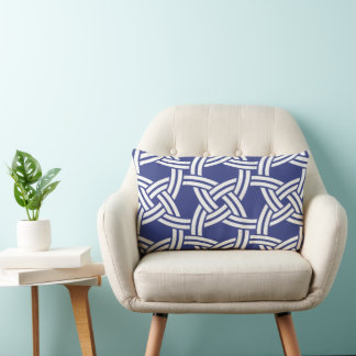 Cojín Lumbar Pillow de vínculos de la marina y del círculo blan