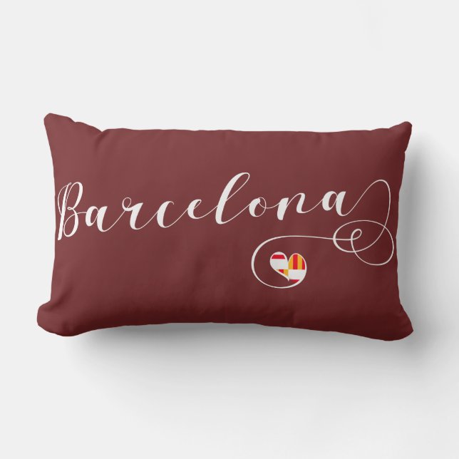 Cojín Lumbar Pillow del Corazón de Barcelona, catalán (Anverso)