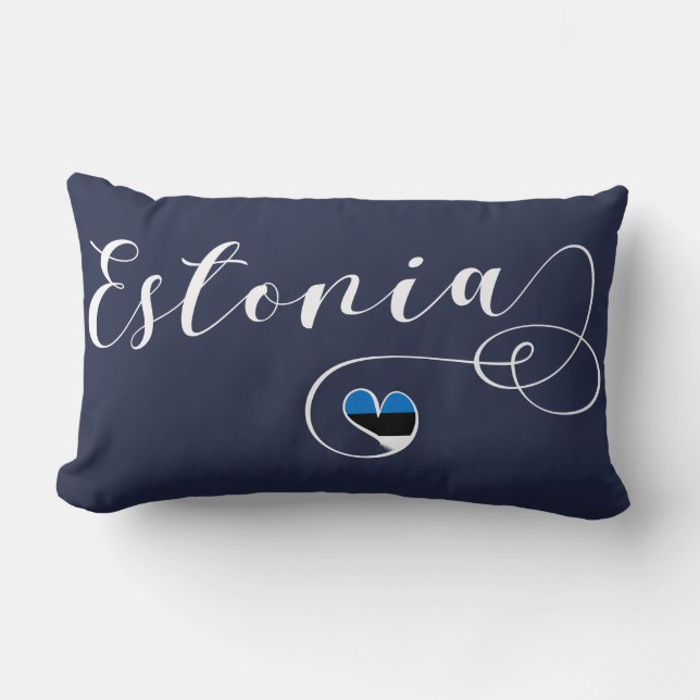 Cojín Lumbar Pillow del corazón de Estonia, bandera estonia (Anverso)