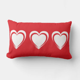 Cojín Lumbar Pillow El día de San Valentín rojo con corazones b