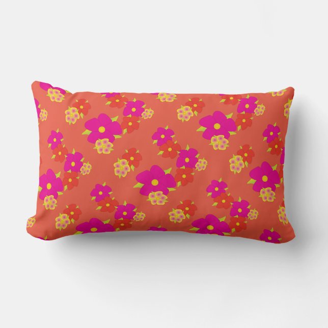 Cojín Lumbar Pillow florida naranja (Anverso)