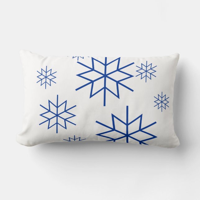 Cojín Lumbar Pillow (lumbar) - Copos de nieve - Azul sobre blan (Anverso)
