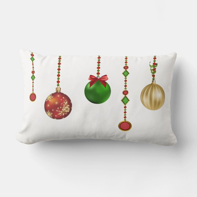 Cojín Lumbar Pillow, Navidades de Ornamentos de Navidad (Anverso)