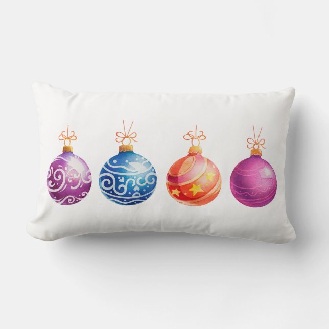 Cojín Lumbar Pillow, Navidades de Ornamentos de Navidad (Anverso)