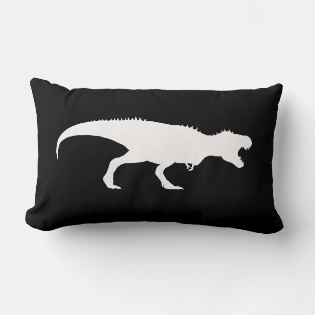 Cojín Lumbar Pillow negro con silueta T-Rex (Anverso)