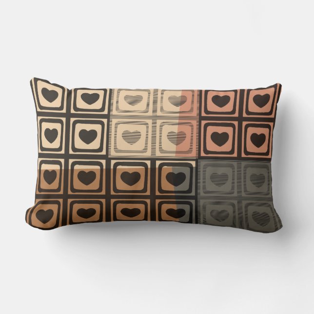 Cojín Lumbar Pillow retro del corazón negro (Anverso)
