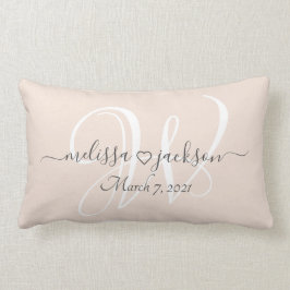 Cojín Lumbar Pillow romántico con nombres, iniciales y fecha
