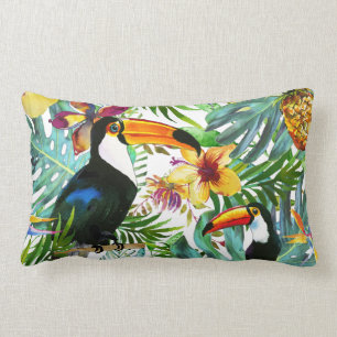 Cojín Lumbar Piña tropical de la palma del paraíso de Toucan