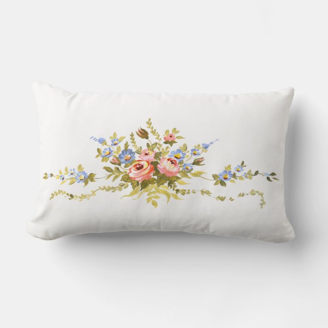 Cojín Lumbar pincel de flores rococó romántico elegante vin (Anverso)