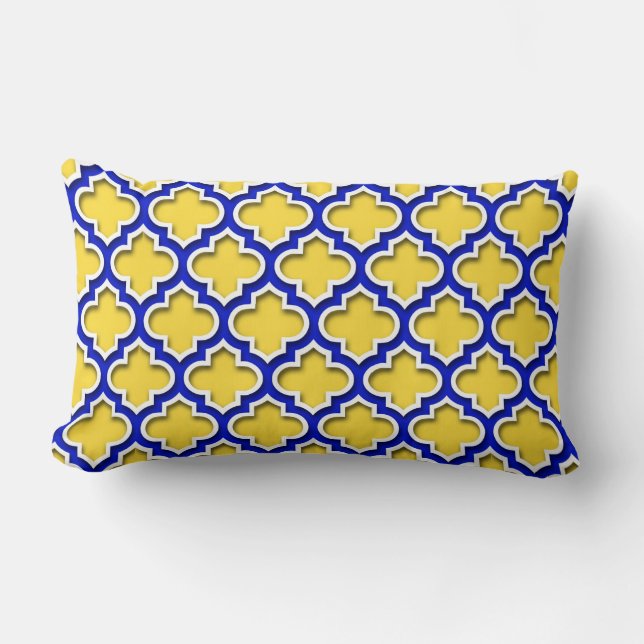 Cojín Lumbar Pineapple Royal Blue Whats Quatrefoil marroquí #5D (Anverso)