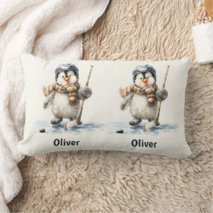 Cojín Lumbar Pingüino de hockey infantil personalizado de invie