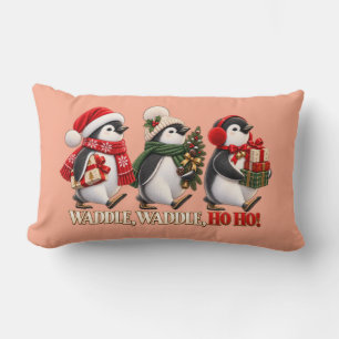 Cojín Lumbar Pinguino Navideño Adorable Bambolea Ho Ho
