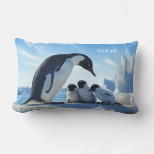 Cojín Lumbar Pingüinos de corte de nombre personalizado