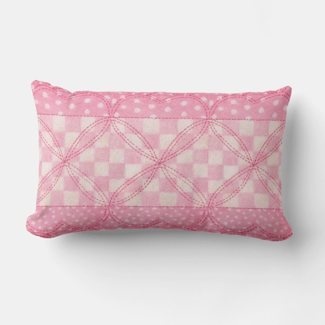 Cojín Lumbar PINK HEART QUILT Lumbar Pillow (Anverso)