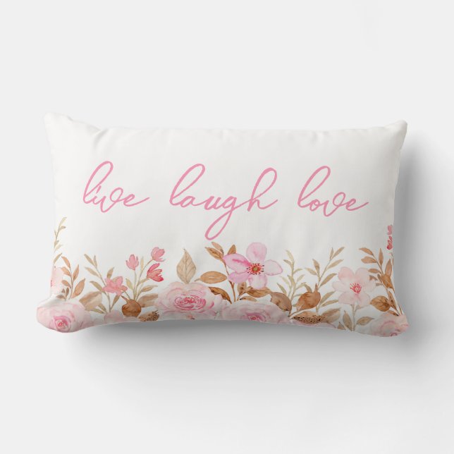 Cojín Lumbar Pink Live Laugh Love (Anverso)