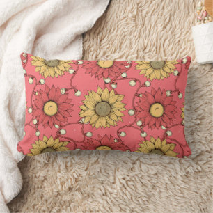 Cojín Lumbar Pink Sunflowers Christmas
