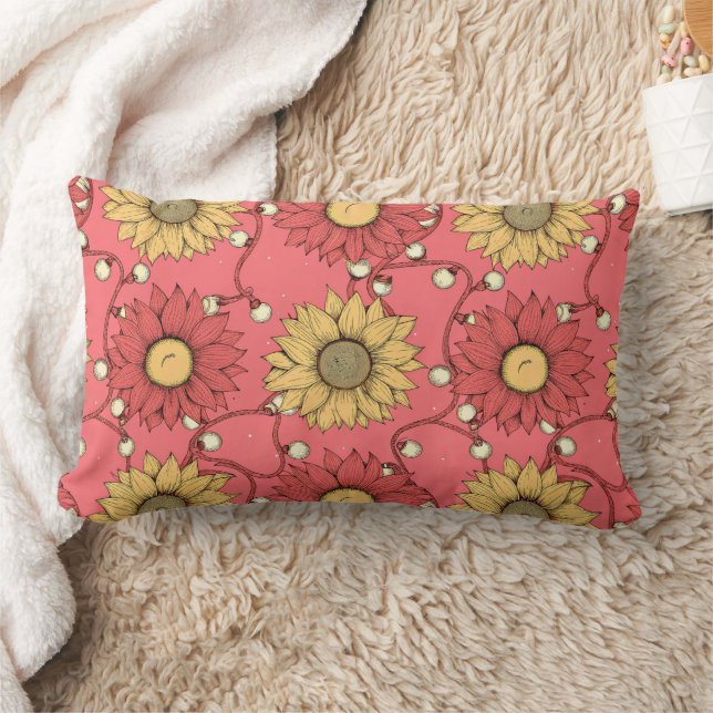 Cojín Lumbar Pink Sunflowers Christmas (Manta)