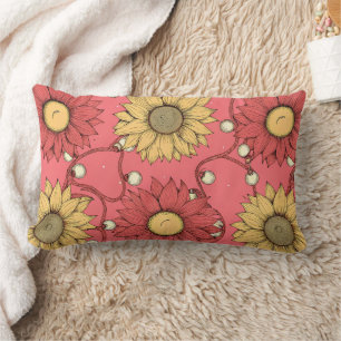 Cojín Lumbar Pink Sunflowers Christmas
